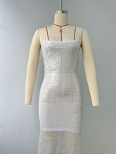 Robe serpillière dos nu, robe moulante à paillettes